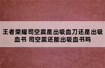 王者荣耀司空震是出吸血刀还是出吸血书 司空震还能出吸血书吗